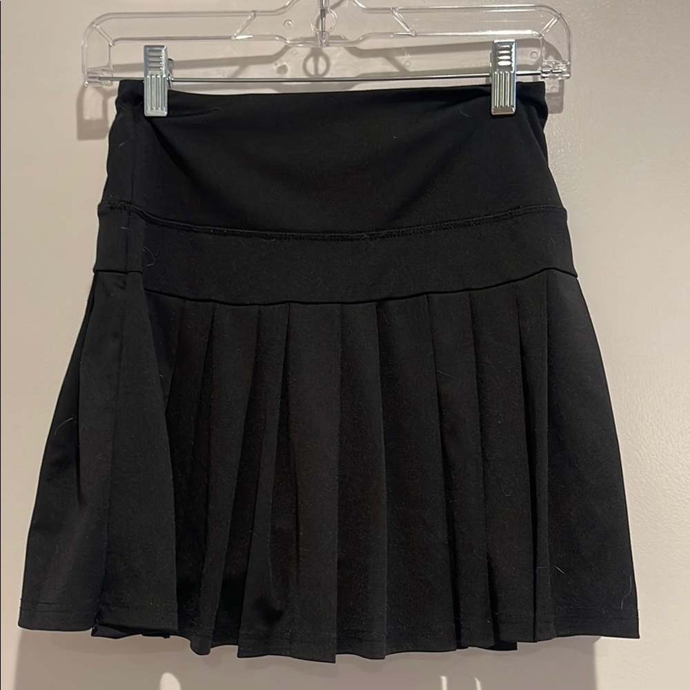 Black Mini Skater Skirt with Pleats